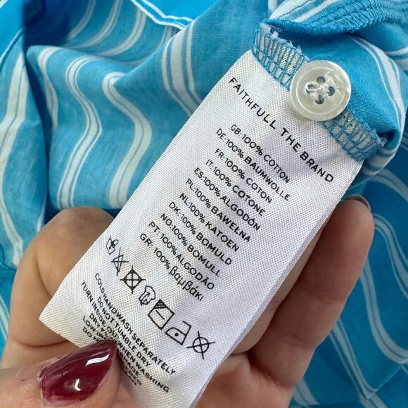 Faithful the Brand Shirt Womens Medium Blue White Maya Striped Arden Top - Picture 8 of 10